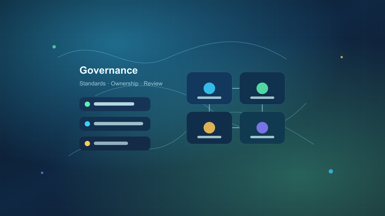 Abstract website governance systems map for a growing local business