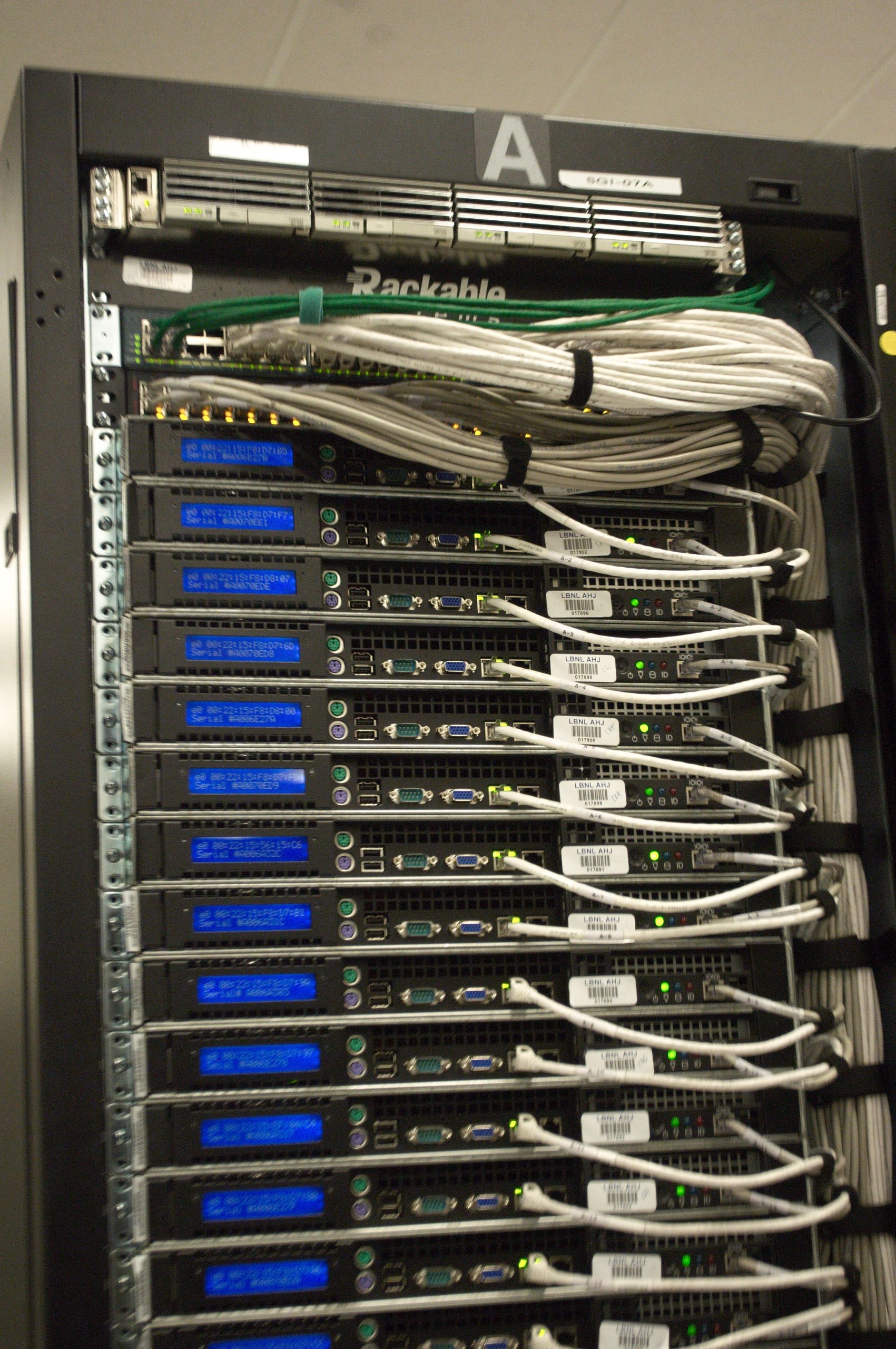 Close-up of server rack cabling representing ecommerce platform lifecycle maintenance and security updates